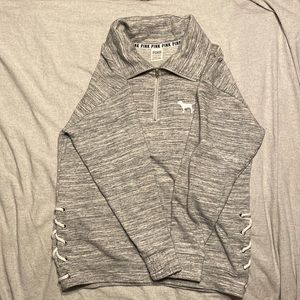 PINK quarter zip with ties on each side